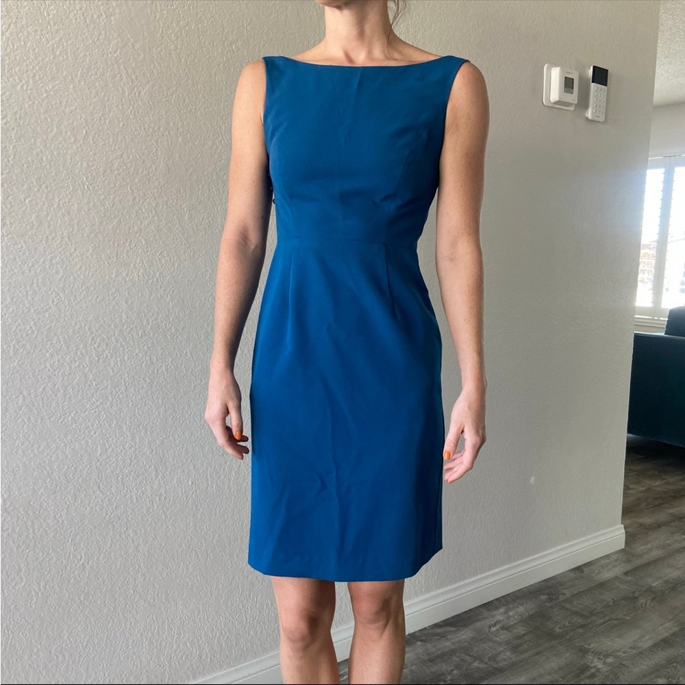 Black Halo Bateau Neckline Open Back Dress